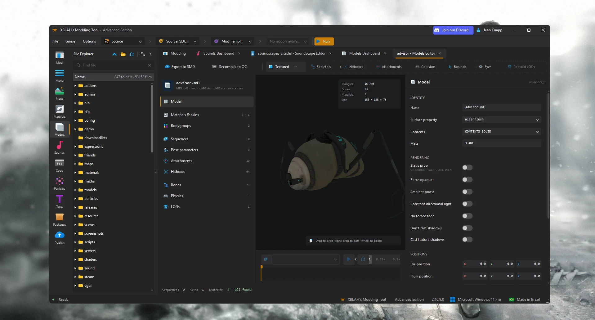 Model editor screenshot
