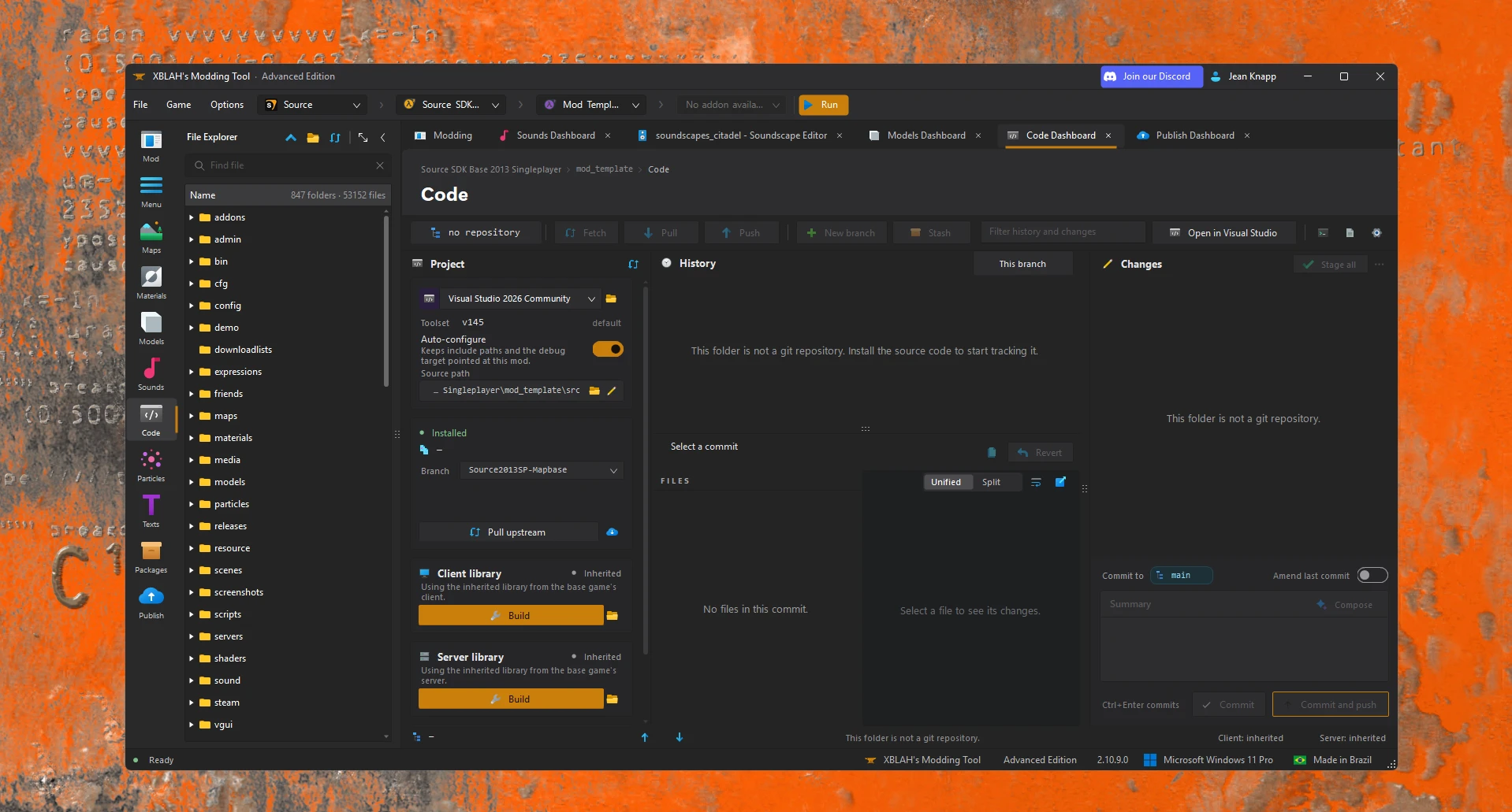 Code and git screenshot