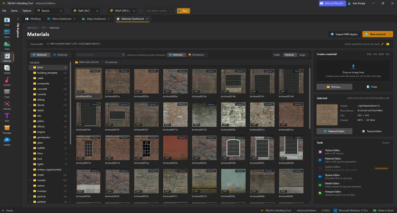 Materials dashboard