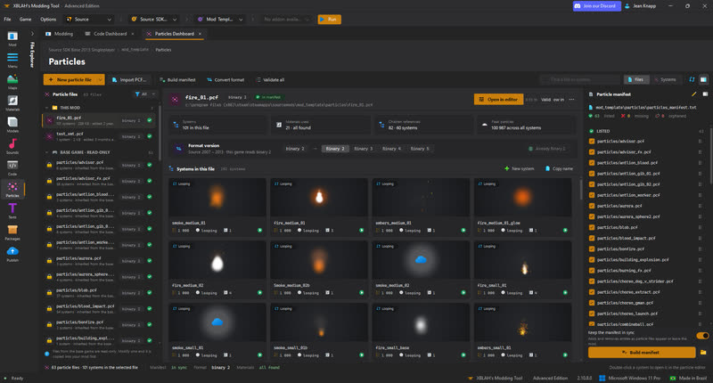 Particles dashboard