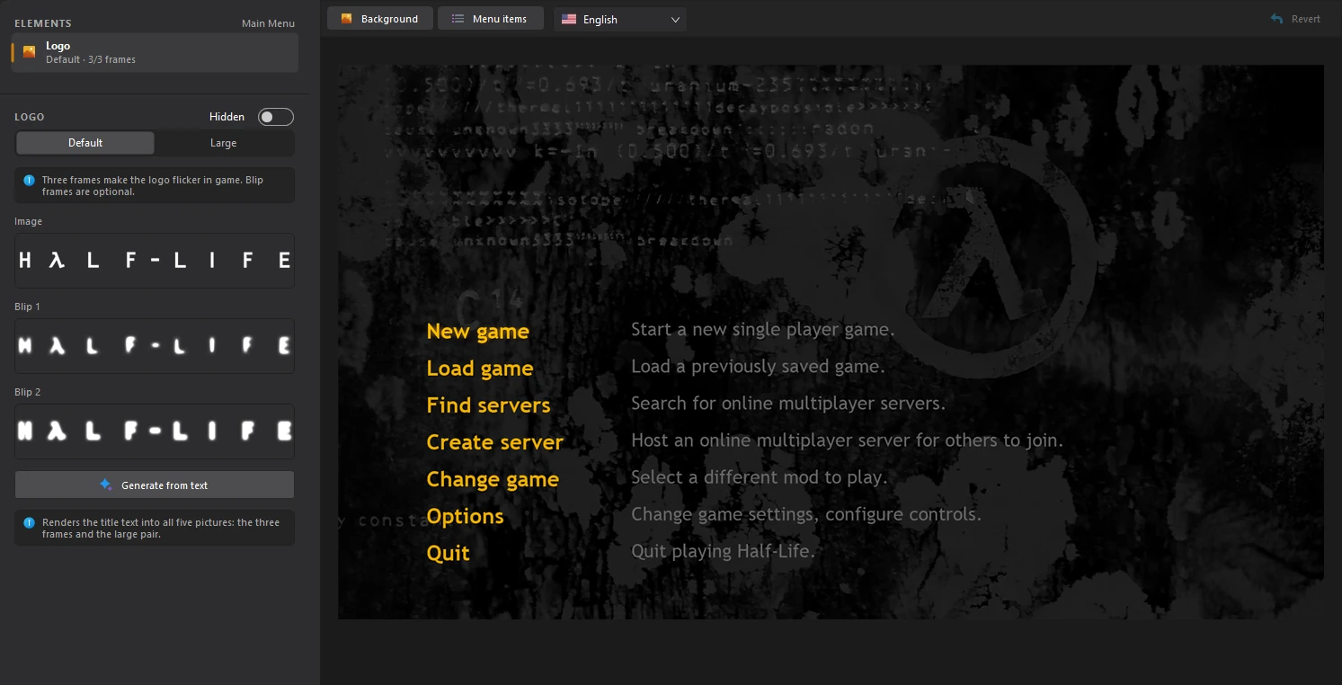 The Title editor of a new Half-Life mod