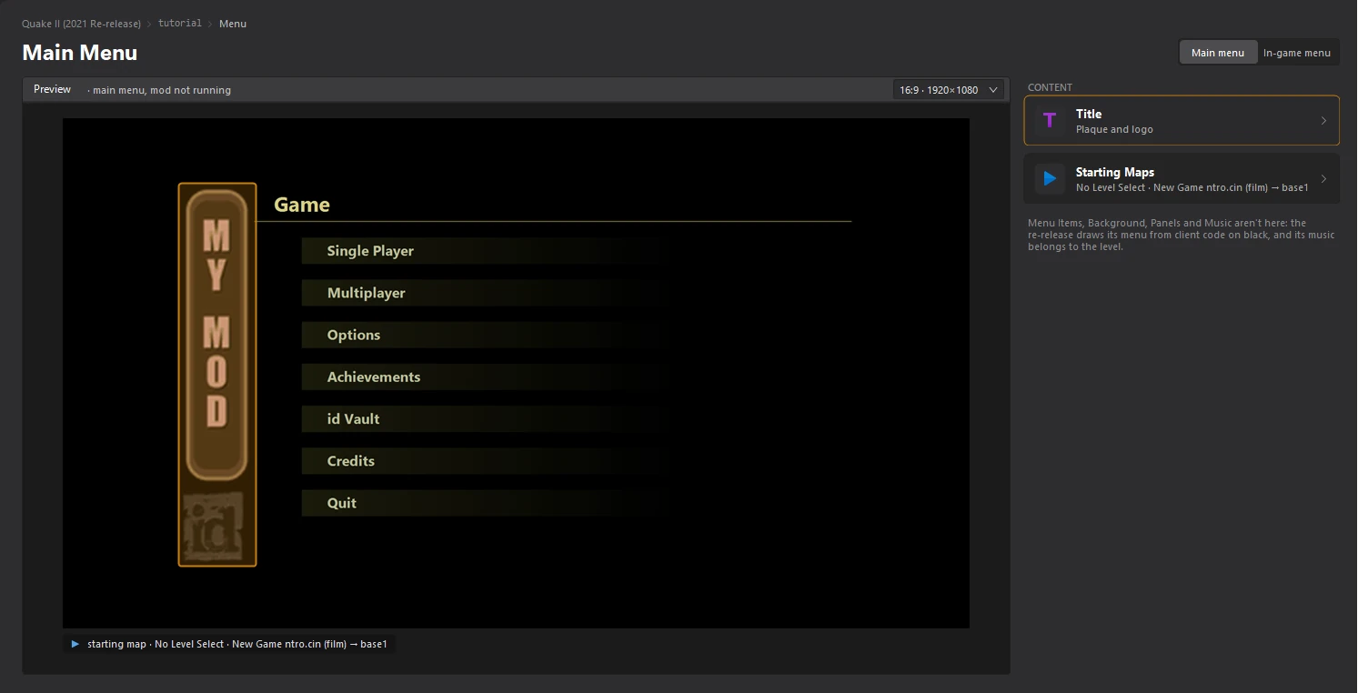 The new plaque on the Menu dashboard