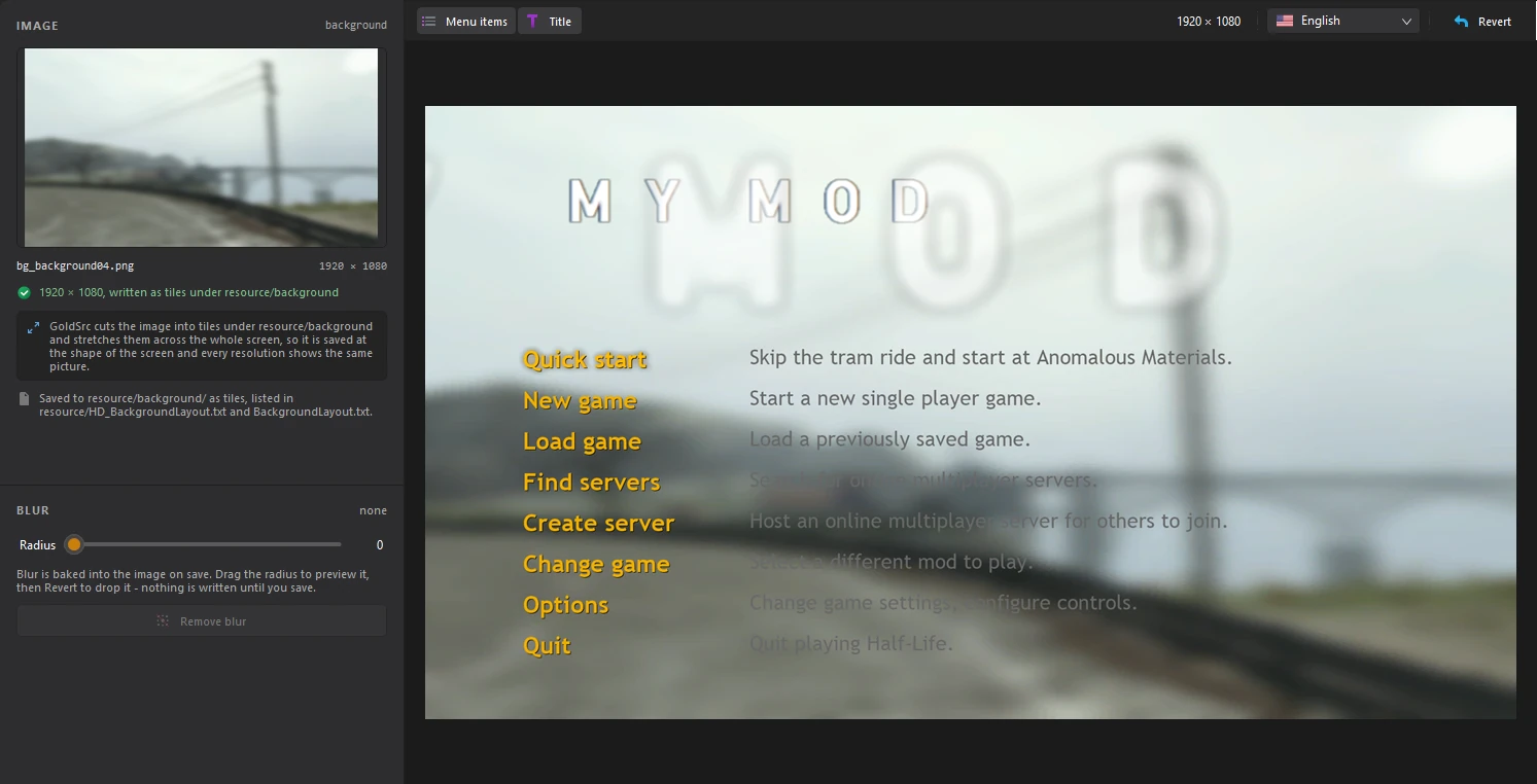 The new background under the logo and menu items