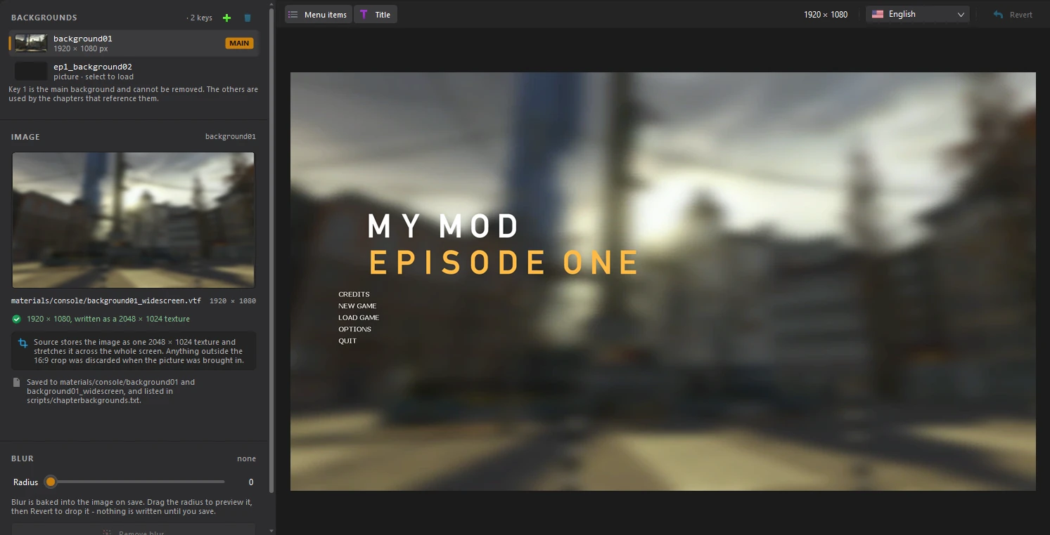 The Background editor