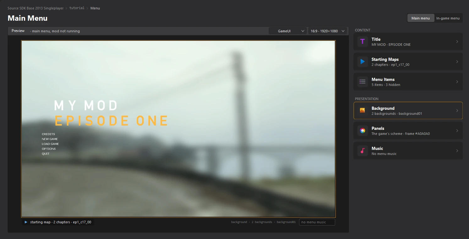 The new background on the Menu dashboard