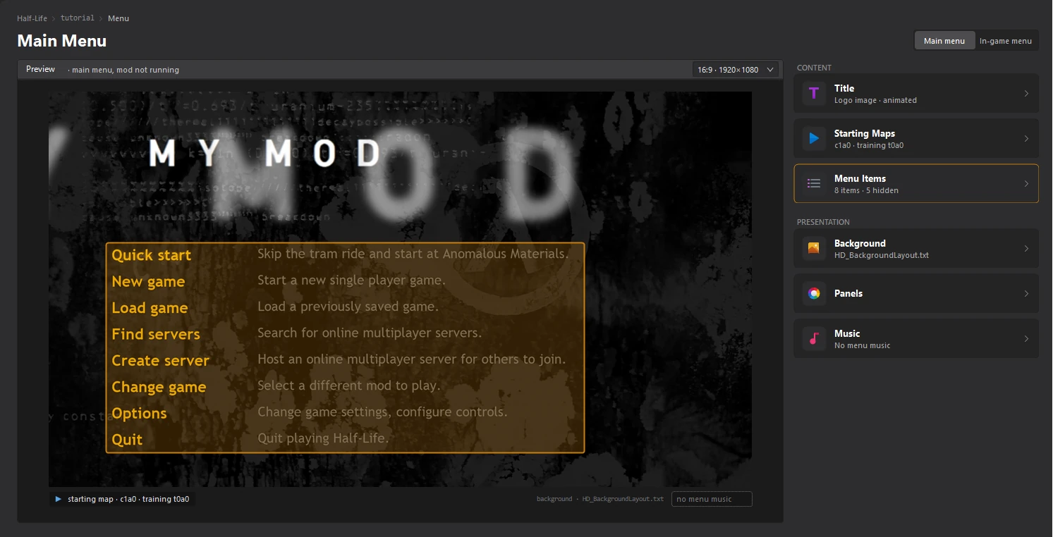 The new item on the Menu dashboard