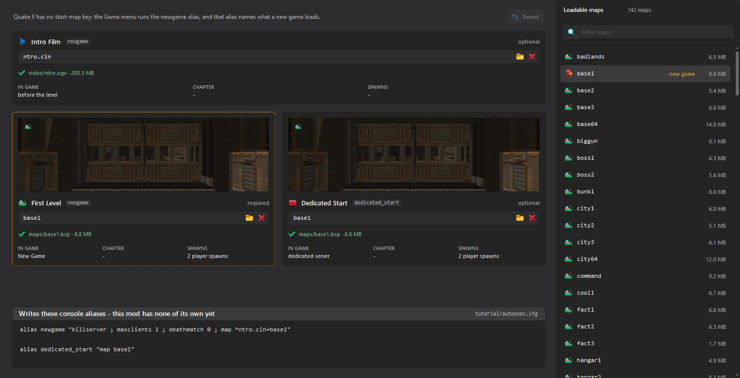 The New Game Sequence editor